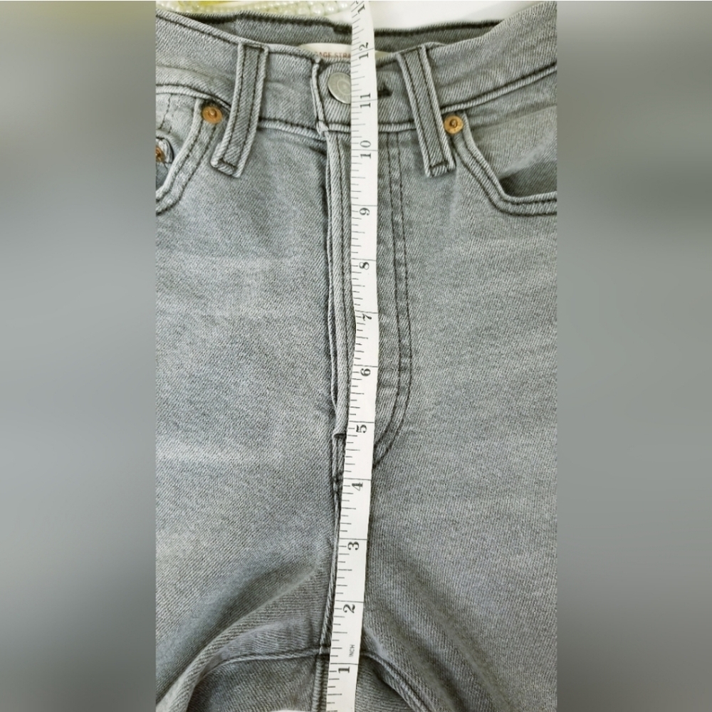 LEVI'S Ribcage Straight Ankle Gray Buttonfly High Rise Jeans - Picture 10 of 12